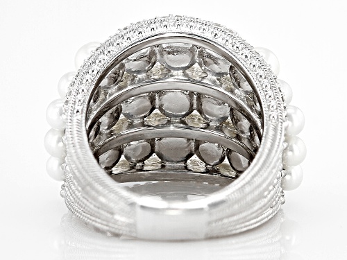 Judith Ripka Cultured Freshwater Pearl and Bella Luce® Rhodium Over Sterling Silver Colette Ring - Size 5