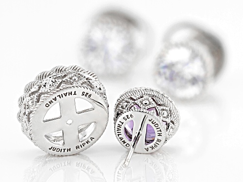 Judith Ripka Amethyst and Bella Luce® Rhodium Over Silver Interchangeable Earrings and Jacket Set