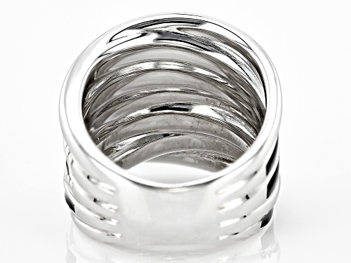 Judith Ripka Rhodium Over Sterling Silver With Black Enamel Highway Band Jubilee Ring - Size 6