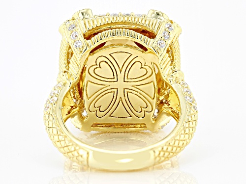 Judith Ripka 14.35ctw Champagne Quartz and Bella Luce® Diamond Simulant 14k Gold Clad Monaco Ring - Size 9