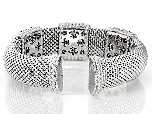 Judith Ripka  4.23ctw Black Spinel & Bella Luce® Rhodium Over Sterling Silver Verona Cuff Bracelet - Size 7.5