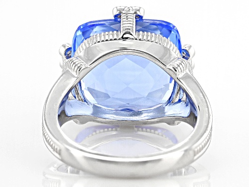 Judith Ripka 11.73ctw Lab Blue Quartz & Bella Luce® Rhodium Over Sterling Silver Olivia Ring - Size 9