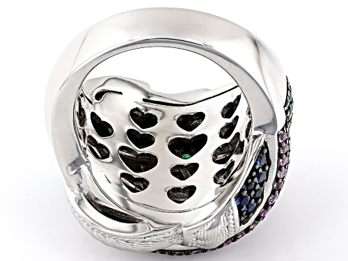 Judith Ripka 1.99ctw Multi-Gemstone Rhodium Over Sterling Silver Verona Challah Rainbow Ring - Size 7
