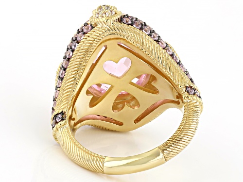 Judith Ripka 20.55ctw Pink & 0.76ctw White Bella Luce® 14k Gold Clad Amour Ring - Size 9