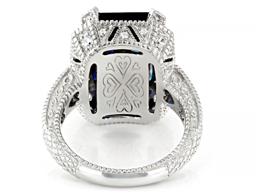Judith Ripka 8.70ctw Lab Created Blue Sapphire & Bella Luce® Rhodium Over Silver Estate Ring - Size 11