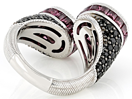 Judith Ripka Black Onyx White Quartz Doublet Rhodium Over Sterling Silver Aurora Bypass Ring - Size 6
