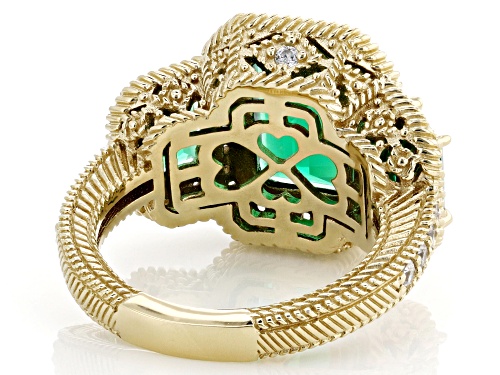 Judith Ripka 7.80ctw Emerald Simulant and 0.99ctw Bella Luce® 14k Gold Clad Princess Ring - Size 10