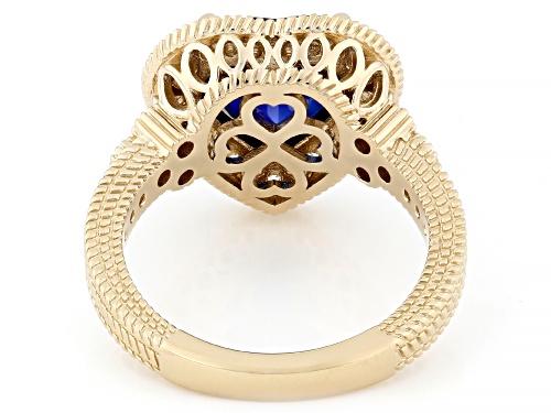 Judith Ripka 4.25ct Lab Created Sapphire with 0.78ctw Bella Luce® 14k Yellow Gold Clad Amour Ring - Size 11
