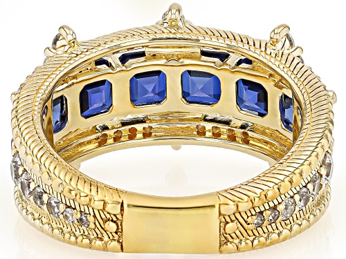 Judith Ripka 1.02ctw Lab Blue Sapphire with 1.25ctw White Bella Luce® 14k Gold Clad Toujours Ring - Size 8