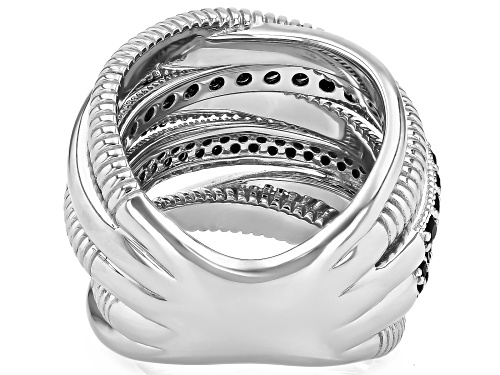 Judith Ripka 0.89ctw Black Spinel Rhodium Over Sterling Silver Jubilee 7 Band Highway Ring - Size 8