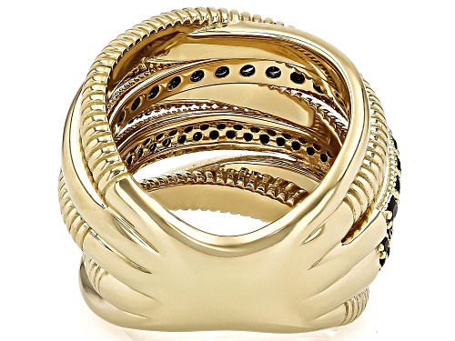 Judith Ripka 1.02ctw Black Spinel 14k Gold Clad Jubilee 7 Band Highway Ring - Size 6
