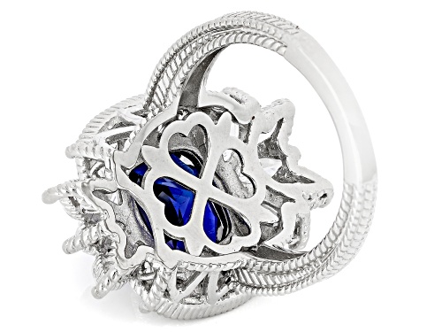 Judith Ripka 9.51ct Lab Blue Sapphire with 5.03ctw Bella Luce® Rhodium Over Silver Celebration Ring - Size 10