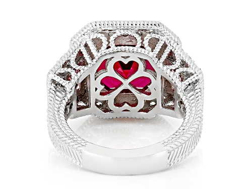 Judith Ripka 8.60ct Asscher Cut Lab Ruby Rhodium Over Silver Celebration Ring - Size 10