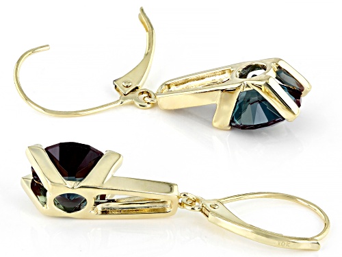 4.00ctw Round Lab Alexandrite & 0.05ctw Champagne Diamond Accent 10k Yellow Gold Earrings