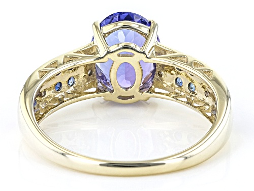 1.27ct Tanzanite With 0.22ctw Blue Sapphire And  0.04ctw White Diamond Accent 10K Yellow Gold Ring - Size 8