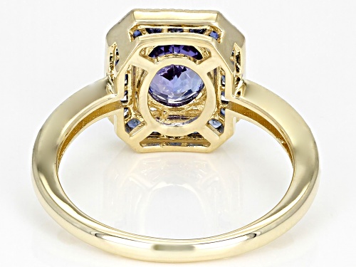 1.00ct Oval Tanzanite With 0.30ctw Blue Sapphire And 0.06ctw Diamond Accent 10K Yellow Gold Ring - Size 6