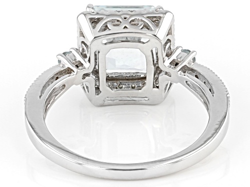 2.22ctw Aquamarine With 0.12ctw White Diamond Rhodium Over 10K White Gold Ring - Size 7
