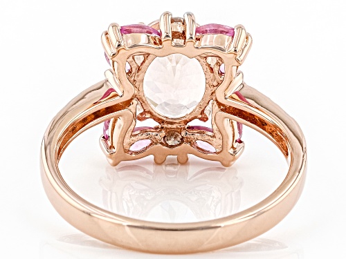 1.45ct Cor-De-Rosa Morganite(TM), 0.68ctw Sapphire With 0.20ctw Diamond 10K Rose Gold Ring - Size 8