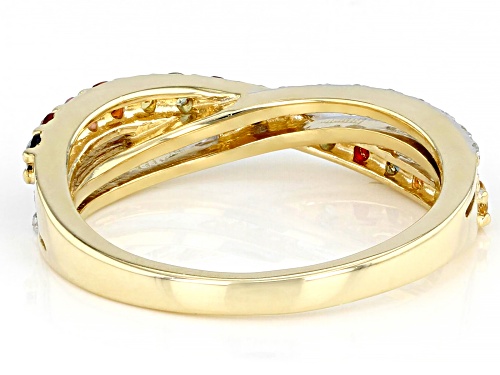 0.43ct Round Multi-Sapphire And 0.07ctw Round White Diamond 10K Yellow Gold Ring - Size 8