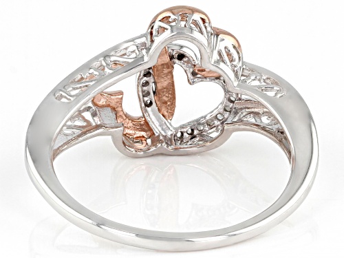 Open Hearts by Jane Seymour® White Diamond Accent Rhodium And 14k Rose Gold Over Silver Ring - Size 6