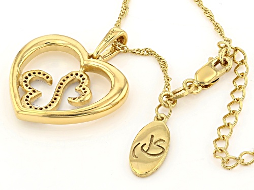 Open Hearts by Jane Seymour® .10ctw Round White Diamond 14k Yellow Gold Over Sterling Silver Pendant