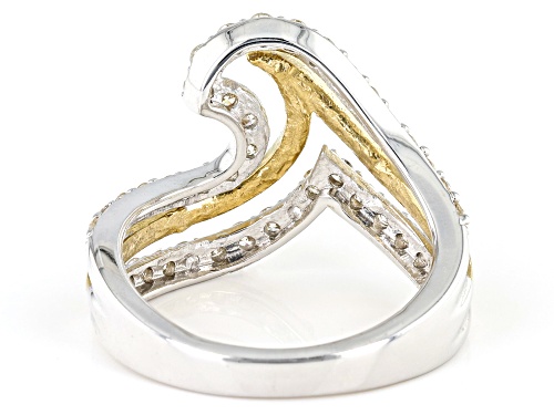 Joy & Serenity™ by Jane Seymour White Diamond Rhodium & 14k Yellow Gold Over Silver Ring 0.75ctw - Size 6