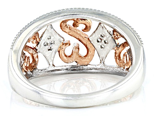 Open Hearts by Jane Seymour® Round White Diamond Rhodium And 14k Rose Gold Over Sterling Silver Ring - Size 5