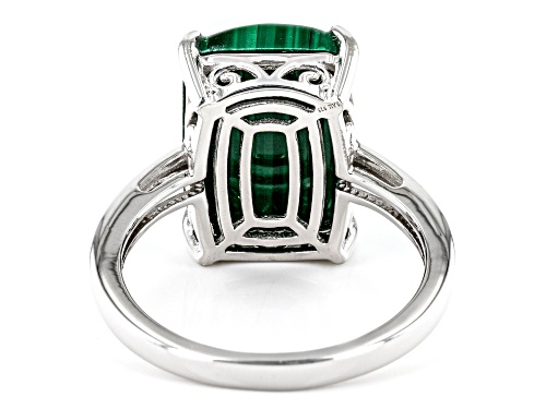14x10mm Rectangular Cushion Malachite Rhodium Over Sterling Silver Solitaire Ring - Size 10