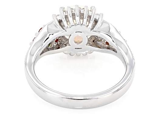 1.02ct Ethiopian Opal and 0.61ctw Multi-Stone Rhodium Over Sterling Silver Ring - Size 8