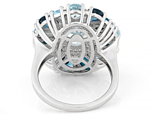 5.00ctw Glacier Topaz™ with Multi-Stone Platinum Over Sterling Silver Ring - Size 7