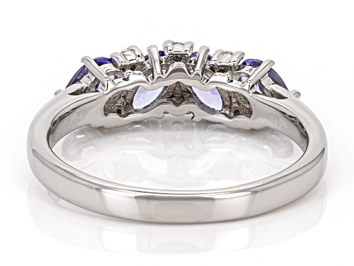 .74ctw Oval Tanzanite With .05ctw Round White Zircon Rhodium Over Sterling Silver Ring - Size 8