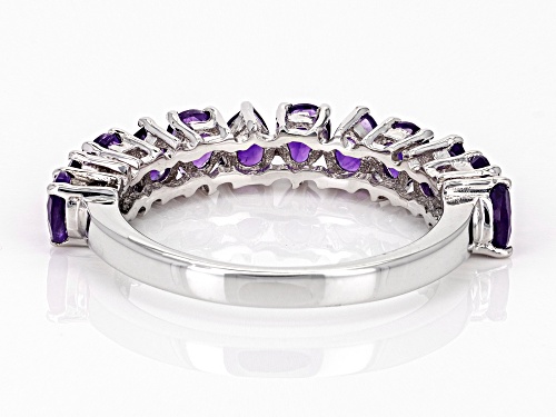 1.32ctw Pear Shape African Amethyst Rhodium Over Sterling Silver Band Ring - Size 6