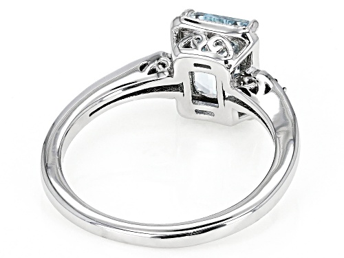 1.10ct Aquamarine With .02ctw Champagne Diamond Accent Rhodium Over Sterling Silver Ring - Size 6