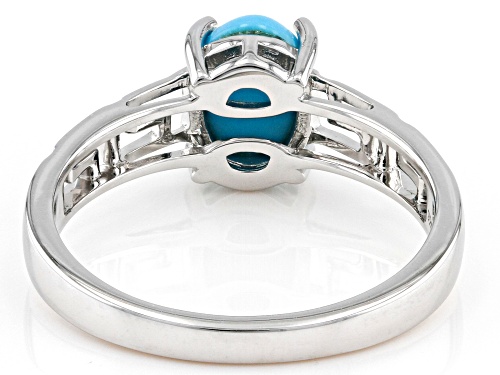 8x6mm Sleeping Beauty Turquoise Rhodium Over Sterling Silver Solitaire Ring - Size 10