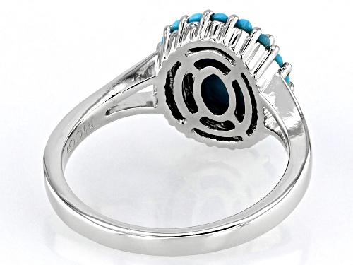 9x7mm Sleeping Beauty Turquoise Rhodium Over Sterling Silver Ring - Size 11