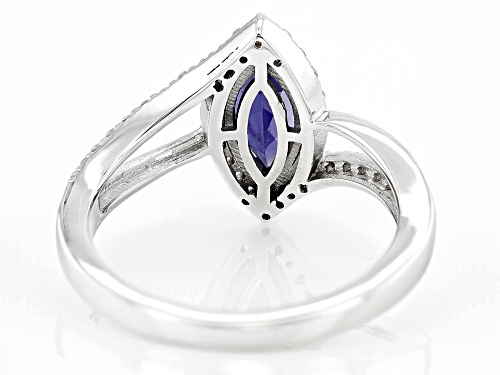 0.78ct Iolite with 0.29ctw White Zircon Rhodium Over Sterling Silver Ring - Size 8