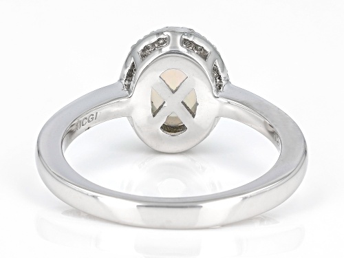 0.54ctw Ethiopian Opal with 0.18ctw White Zircon Rhodium Over Sterling Silver Ring - Size 6