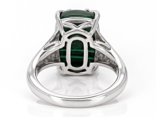 14x10mm Malachite Rhodium Over Sterling Silver Solitaire Ring - Size 6