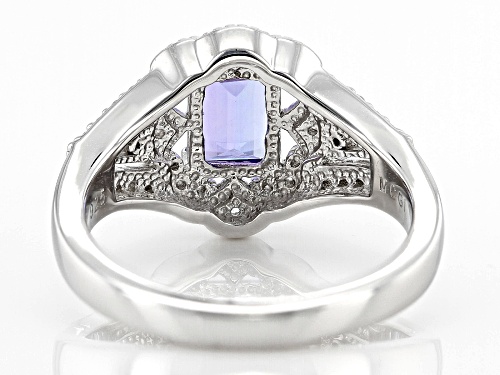 0.95ct Tanzanite With 0.23ctw White Zircon Rhodium Over Sterling Silver Ring - Size 10