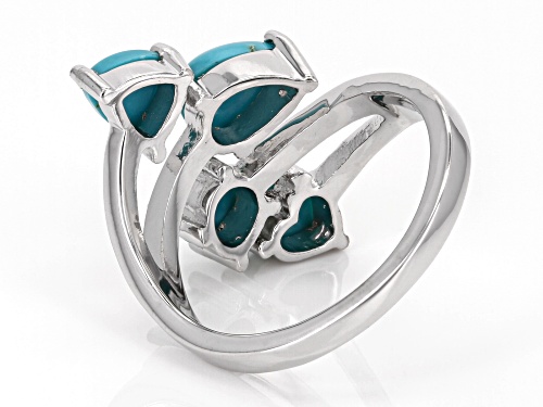 Mixed Shape Blue Sleeping Beauty Turquoise Rhodium Over Sterling Silver Ring - Size 7