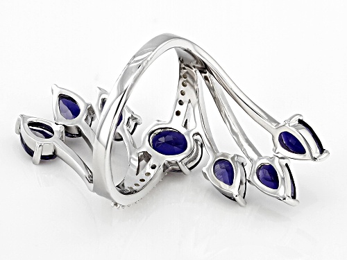 2.44ctw Iolite with White Zircon Rhodium Over Sterling Silver Ring - Size 6
