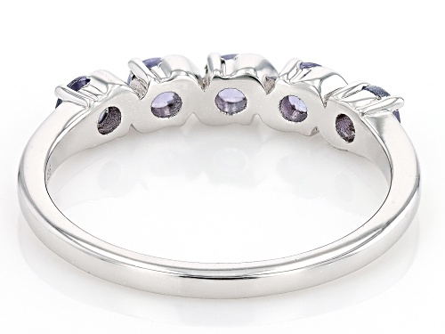 0.57ctw Round Tanzanite Rhodium Over Sterling Silver Ring - Size 8