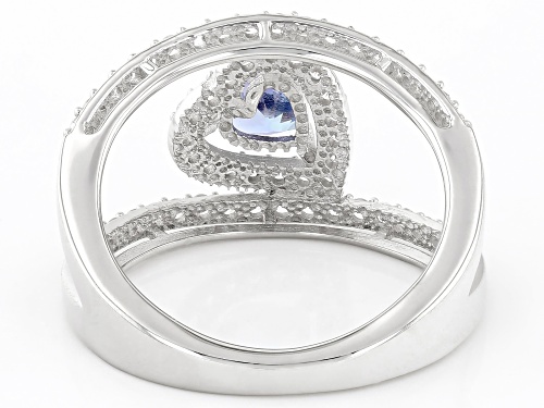 0.32ct Tanzanite with 0.83ctw White Zircon Rhodium Over Sterling Silver Ring - Size 6