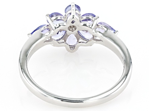 0.95ctw Tanzanite with White Diamond Accent Rhodium Over Sterling Silver Ring - Size 7