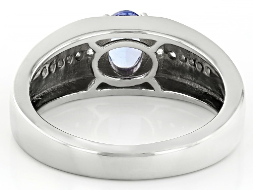 0.65ct Tanzanite with 0.15ctw White Zircon Platinum Over Sterling Silver Men's Ring - Size 12
