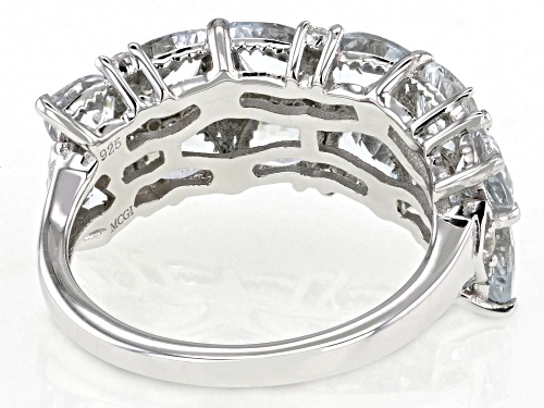 3.02ctw Aquamarine with 0.15ctw White Zircon Rhodium Over Sterling Silver Ring - Size 9