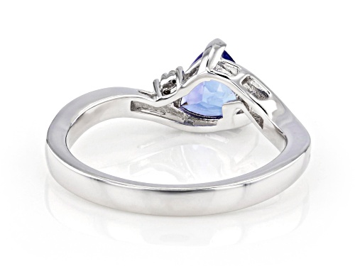 0.70ct Trillion Tanzanite with 0.01ctw Round Diamond Accent Platinum Over Sterling Silver Ring - Size 8