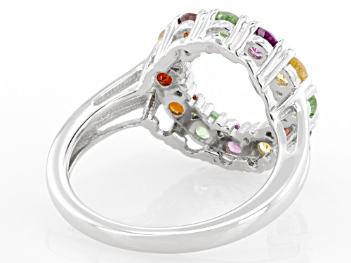 1.50ctw Multi-Garnet Platinum Over Sterling Silver Ring - Size 7