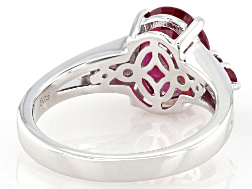 3.40ctw Mahaleo(R) Ruby Rhodium Over Sterling Silver Ring - Size 9