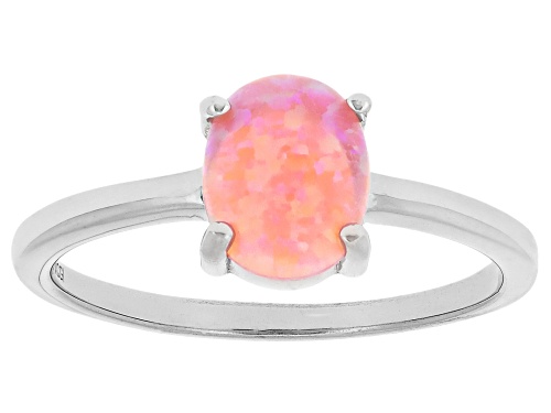 8x6mm Lab Created Multi Color Opal Rhodium Over Sterling Silver Set of 7 Rings with Box - Size 8